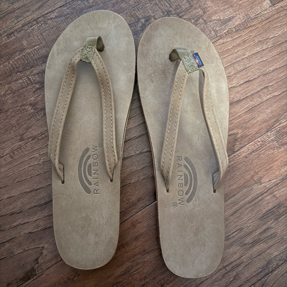 Rainbow Gray and Tan Sandals
